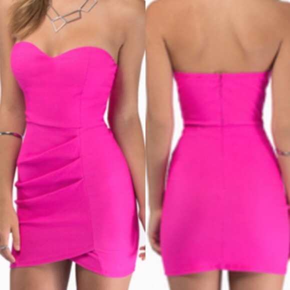 Hot Pink Strapless Bodycon Dress